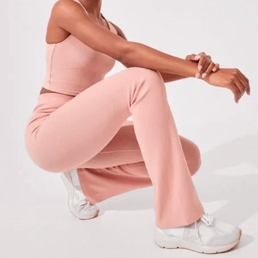 pact - Ribbed Organic Cotton Bootcut Leggings Pant Pink Sand - XXL